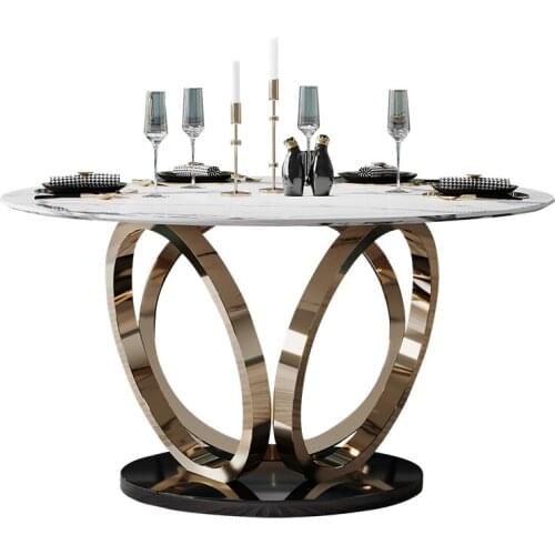 Stainless steel Dining Room table Set gold Home Furniture minimalist modern marble dining table mesa de jantar muebles comedor