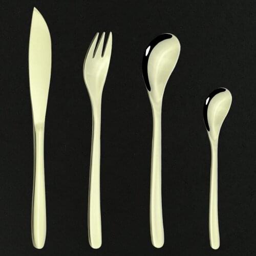 Mirror Champagne Cutlery Set 304 Stainless Steel Dinnerware Set Knife Fork Tea Spoon Silverware Kitchen Flatware Tableware Set