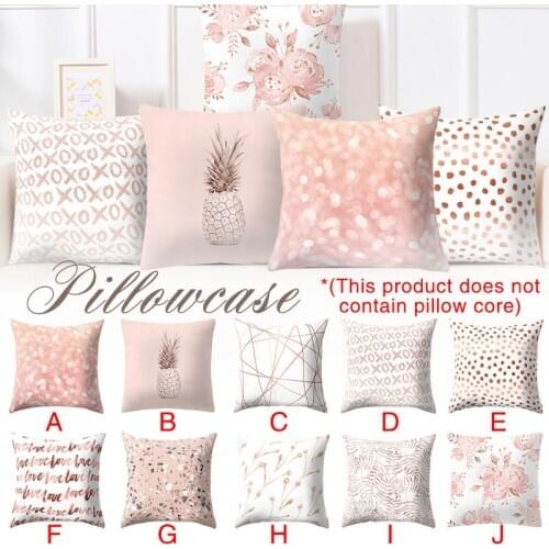 Rose Gold Pink Cover Square Pillowcase Nordic Style Printed Home Almofadas Throw Pillows Cover