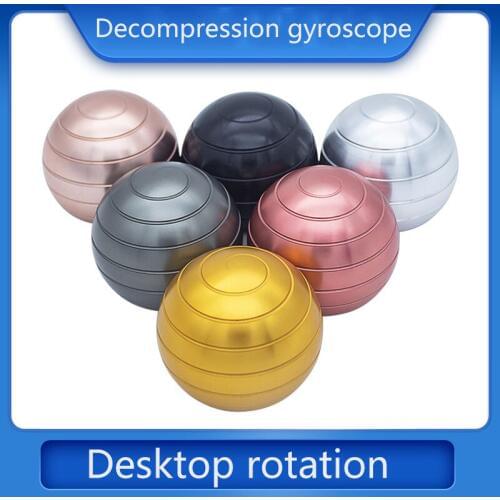New Desktop Decompression Rotating Spherical Gyroscope Desk Toy Metal Gyro Optical Illusion Flowing Finger Toy For Adult