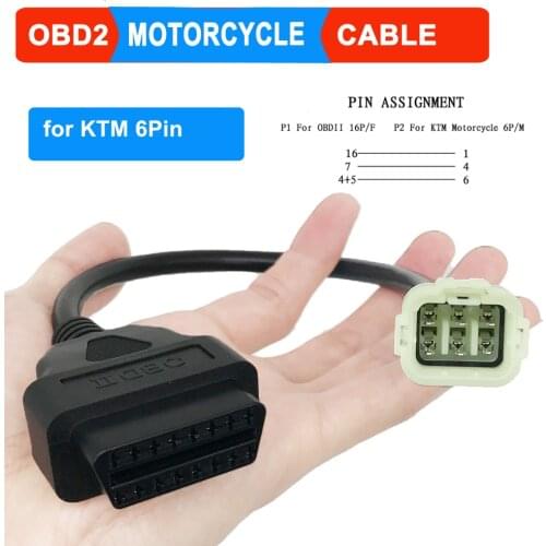 OBD Motorcycle Cable For KTM 6 Pin Plug Cable Diagnostic Cable 6Pin to OBD2 16 pin Adapter