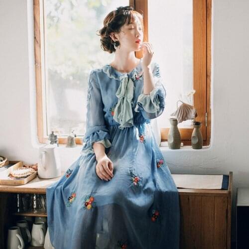 2019 new fashion womens dress summer chiffon slim retro dresses