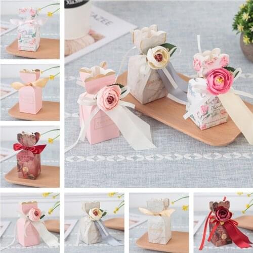 20PCS New Creative Marble Gift Bag Box for Party Baby Shower Paper Chocolate Box Package/Wedding Favours Candy Dragee Boxes