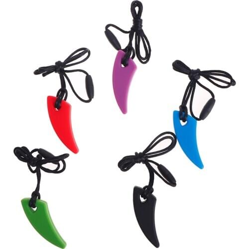 1 Pc Personality Wolf Teeth Pendant Chew Necklace Baby Teether Biting Sensory Toys for Children Kids Special Needs