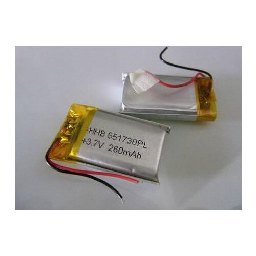 3.7 V 551730 551730P 260mAh polymer lithium battery with protection board , used for bluetooth MP3,MP4