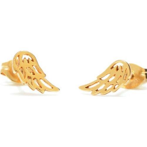 Plain 925 sterling silver stud earring,gold,rose gold and rhodium angle wing stud earring silver