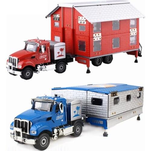 Alloy Diecast Motor Truck Motor Trailer Folding Telescope Stand Vehicle Model Collection Gift for Kids Toy Deformation Car Toys