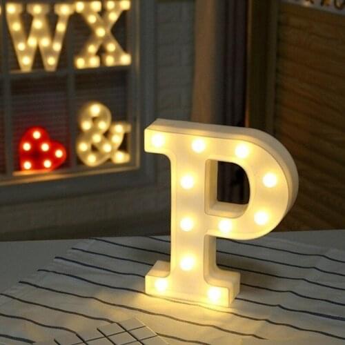 A-Z Letters and 0-9 Digital LED Lights Warm White Plastic Letters Standing Hanging Night Lamp Party Christmas Wedding Decoration