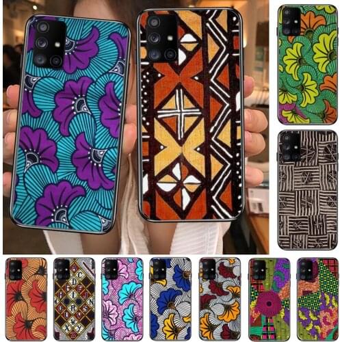 African style fabric print Phone Case Hull For Samsung Galaxy A50 A51 A20 A71 A70 A40 A30 A31 A80 E 5G S Black Shell Art Cell Co