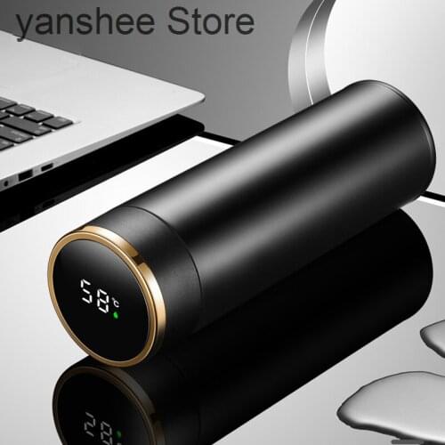 Stainless steel intelligent thermos, LED digital temperature display water bottle, hot coffee pot, intelligent thermos cup