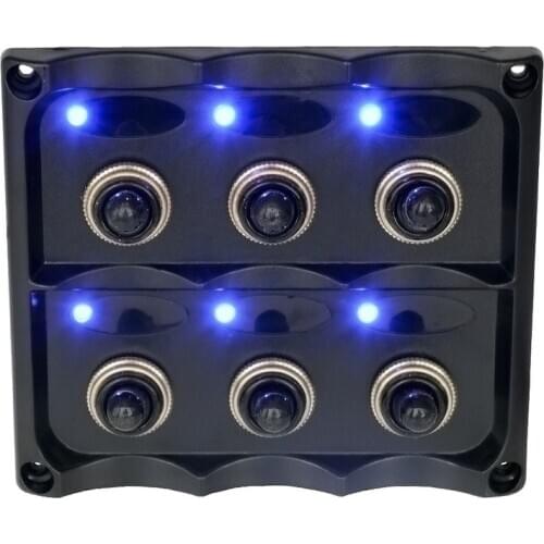 12V-24V Universally Waterproof 6-Gang Pre Wired Toggle Switch Panel with Fuse LED Indicators DIY Switch for Car Boat Marine