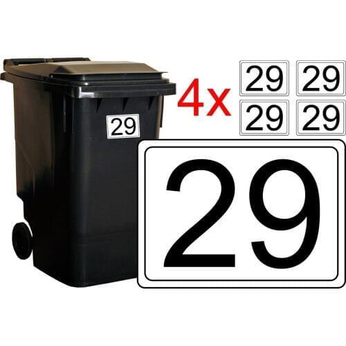 X4 WHEELIE BIN NUMBERS CUSTOMIZED HOUSE NUMBER VINYL STICKERS