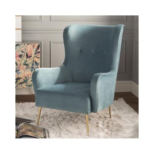 ChinaFurniture processing and production factory modern light luxury velvet single sofa with stainless steel foot