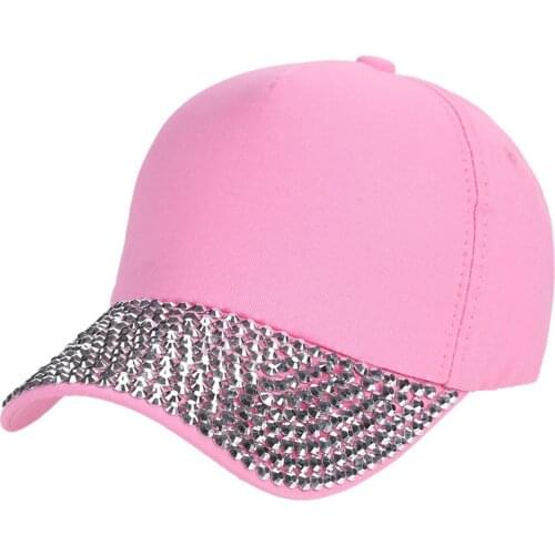 Women Crystal-encrusted Cotton Baseball Cap Summer Adjustable Snapback Hats Outdoor Casual Sports Sunshade Hat Foldable Gorras