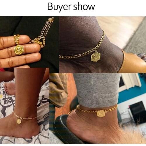 A-Z Alphabet Letter Initial Anklets For Women Gold Stainless Steel Leg Chain Female Ankle Bracelet Fashion Foot Jewelry
