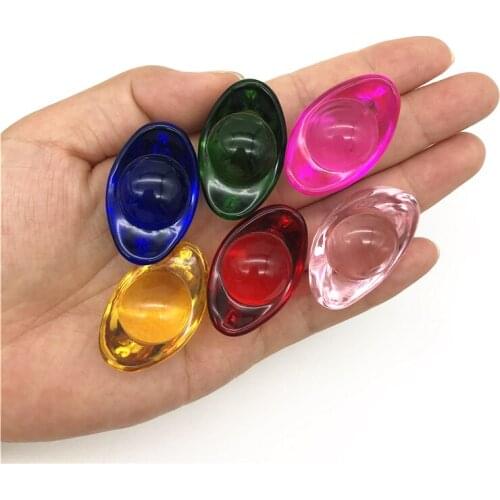 Beautiful 1PC Chinese Style Feng Shui Colourful Red Yellow Blue Green Glass Crystal Ingots Crafts Decorative Quartz Crystals