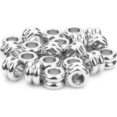 10pcs Stainless Steel Charm Beads 4mm European Large Hole Groove Glossy Beads Spacer for DIY Jewelry Material Supplier