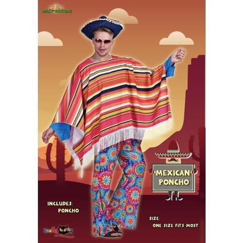 2018 Adult Classic Mexico Cloak Womans Mexican Mexico Cape For Girls Cosplay Costume Dress For Halloween Carnival Party