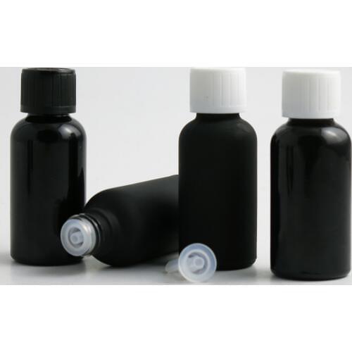 360 x 30ml Essential Oil Travel Frosted Smooth Black Glass Bottle With Plastic Cap For Liquid Reagent Pipette Bottle Cosmetic