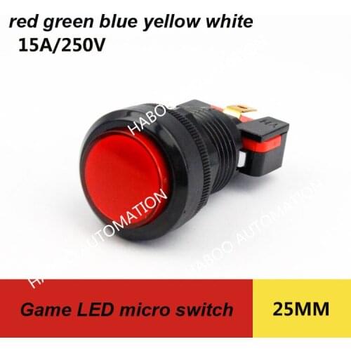 50pcs/lot HABOO factory directly dia.25mm game push button micro switch 16A 125V/250V