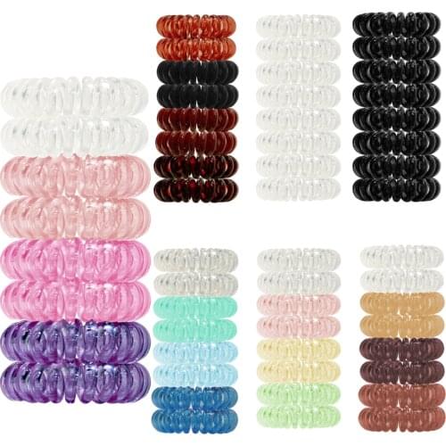 8/9PCS Spiral Telephone Hair Ropes For Women Ponytail Holder Tie Rope Fashion Hair Accessories Waterproof Women Hair Bands