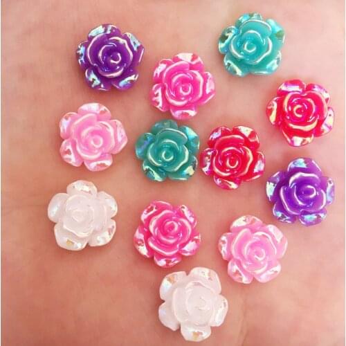 AB Resin Kawaii True color 12mm Flower Flat back Cabochon Stone 60PCS Scrapbook DIY Decor Home Figurine Crafts