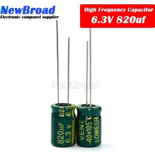 10PCS Aluminum electrolytic capacitor 820UF 6.3V 25V 50V high frequency low resistance long life direct inserted 820UF Greengold
