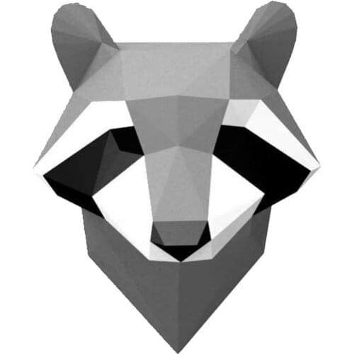 Paper Wall Hanging Statues Sculptures Raccoon Animal Model Home Decor DIY Craft