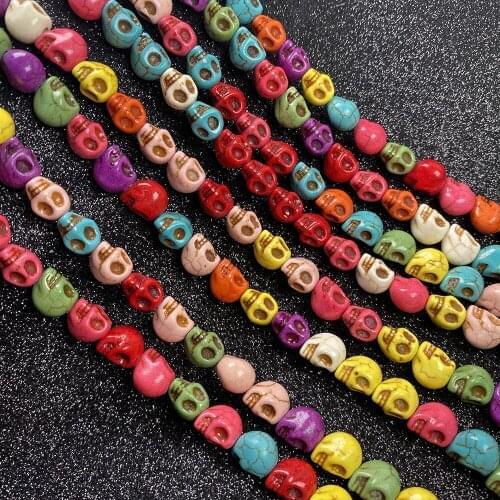 New Fashion Mix Color Skull Turquoises Beads Charm Loose Isolation Beads For Jewelry Making DIY Necklace Bracelet Accessories