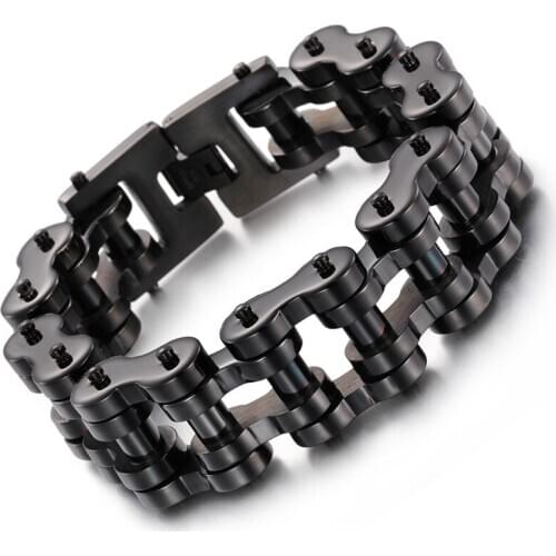 Black 22mm men 's bracelet titanium steel punk jewelry tide boys fashion accessories wholesale