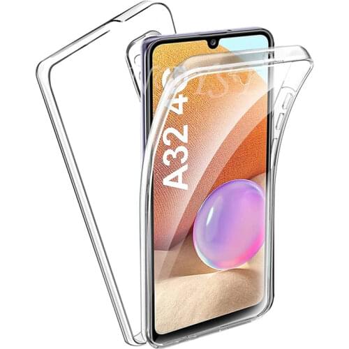 360 Double Bumper Case For Samsung Galaxy A32 4G SM-A325F A32 5G A52 A72 Crystal Silicone Full Cover On Samsung A12 A42 A02S A02