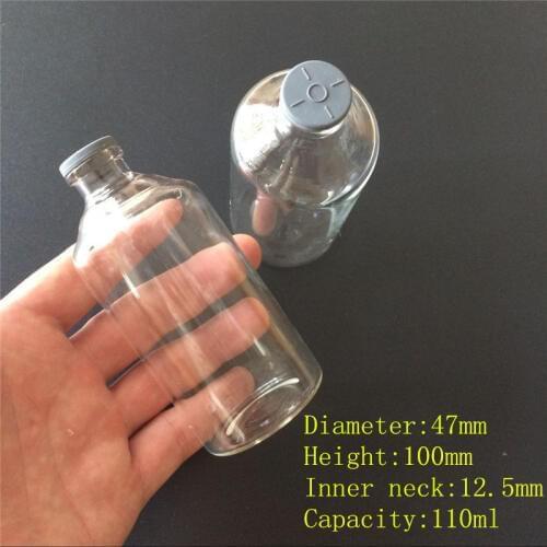 10 pcs 47x100x12.5 mm Glass Bottles with Rubber Stopper DIY 110 ml Medical Alcohol Glass Vials Storage Containers Jars
