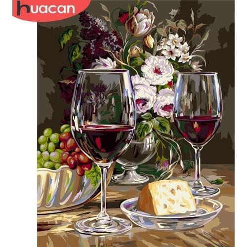 HUACAN DIY Paint By Number Cup Flower Drawing On Canvas HandPainted Art Gift Pictures By Number Sitll Life Kits Home Decor