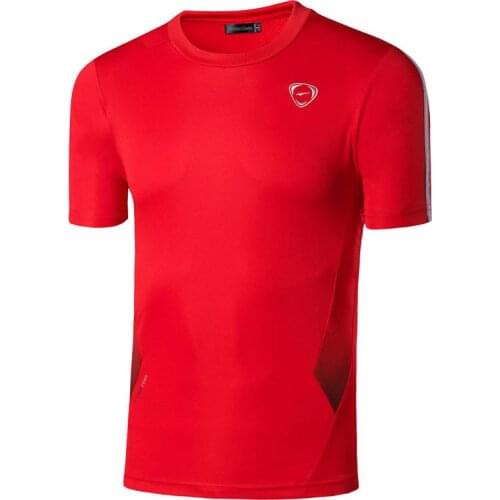Jeansian Mens Sport Tee Shirt Tshirt T-shirts Tops Running Gym Fitness Workout Football Short Sleeve Dry Fit LSL022 Red2