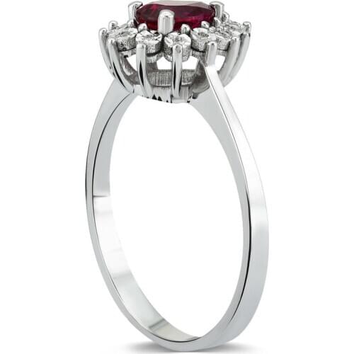 Symbol Gold 0.56 Carat Diamond Ruby Ring Baguette Chic Jewelry LoverRings Engagement Anniversary Wedding For Women