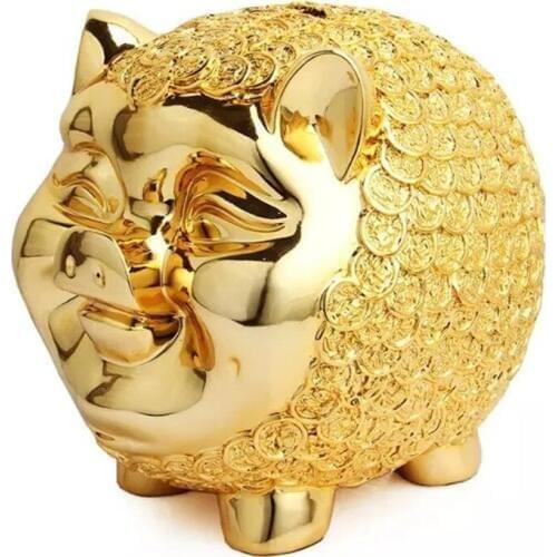 New Year decorations Resin pig piggy bank holiday gifts home decoration gold plating skarbonka statue birthday present