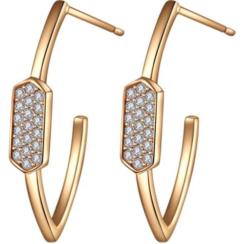 Creative Letter Shape Stud Earrings for Women Gold Needle Cubic Zirconia Exquisite Jewelry Accessories Exquisite Gifts