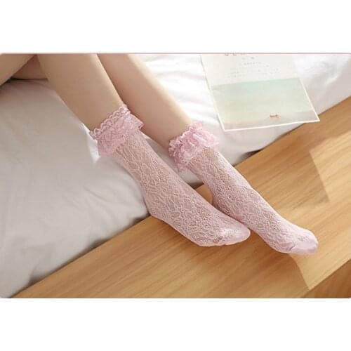 Fashion Lolita Girls Lace Socks Women White Lace Short Sock Ladies New Anklets Socks With Ruffle