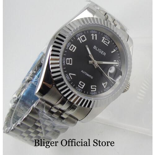 Fashional Men Watch 40mm Sapphire Glass Black Dial Mental Strap MIYOTA Automatic Movement