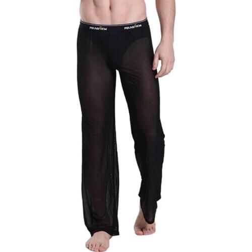 Mens Mesh Sleep Bottom See Through Home Loose Lounge Pants Summer Cool Nightwear Trousers Yoga Pants