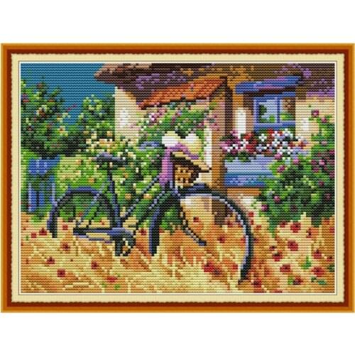 Bicycle cross stitch kit aida 14ct 11ct count print canvas cross stitches needlework embroidery DIY handmade