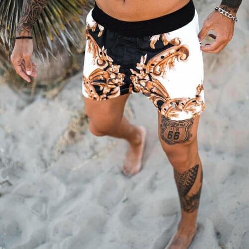 2021 New Mens Beach Shorts Trunks Cofortable Swimwear Men Casual Quick-Drying Breathe Cool Print Summer Shorts Male