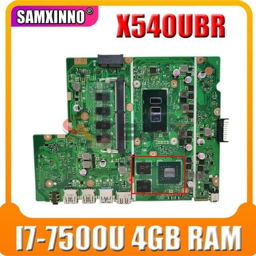 Akemy X540UBR laptop mainboard For ASUS X540UB X540UBR X540UV original motherboard with 4GB RAM I7-7500U V2G tested full 100
