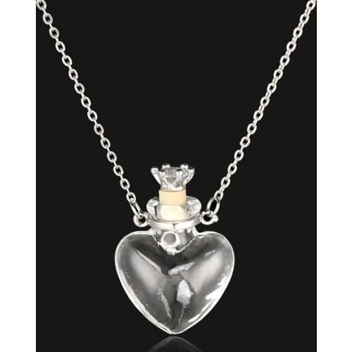 Openable Water Drop Heart Steel Chain Keepsake Essential Oil Pendant Memorial Jewelry Perfume Jewellery Glaze Vial Necklace