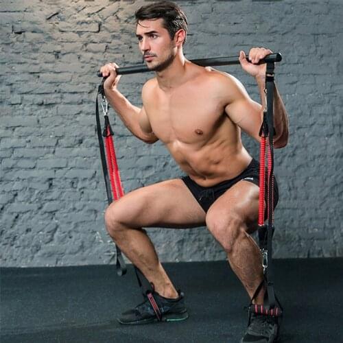 Pilates Stick Suit Resistance Band Gym Exercise Muscle Power Tension Bar Pilates Bar Home Work Out Fitness Device