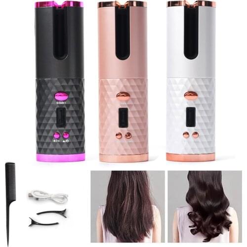 Auto Cordless Hair Curler Portable Wireless USB Rechargeable Curling Iron Ceramic Curler Wand Automatic Rotating Styling Tools