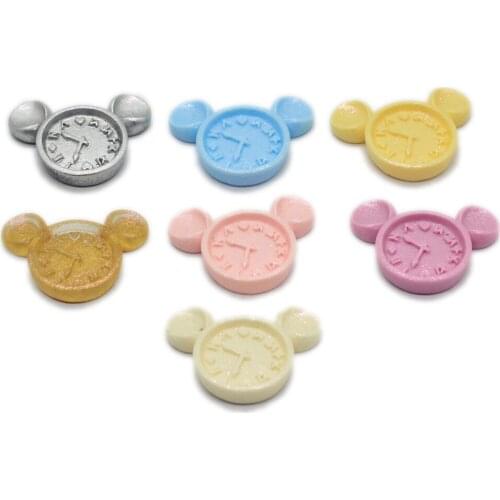 Kawaii Cartoon Clock Flat Back Resin Cabochon Resin Craft Headwear Decoration DIY Scrapbooking Hair Accessories Crafts