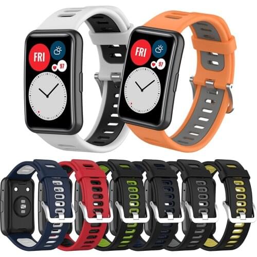 Double Color Silicone Band Strap for Huawei Watch Fit Bracelet Watchband for Huawei Fit Smart Watch Strap Correa Accessories