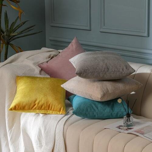 Luxury Velvet Solid Color Cushion Cover Home Decorative Room Heads of Beds Sofa Chair Office Desk Throw Pillows Cover 45*45cm