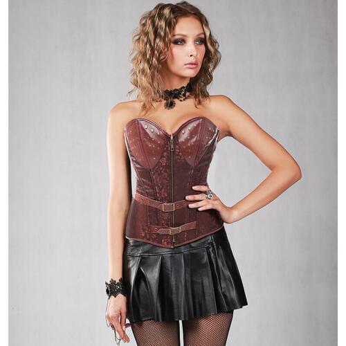 S-6XL Vintage Gothic Clothing Plus Size Brown Lace Up Corselet Corset Burlesque Steampunk Corsets And Bustiers Korsett For Women